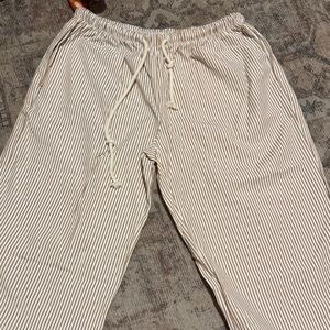 Striped Men's Pants - Brown and White